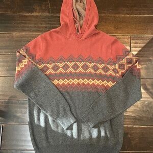 SUN + STONE Men's Fair Isle Pullover Hoodie Sweater 100%‎ Cotton M